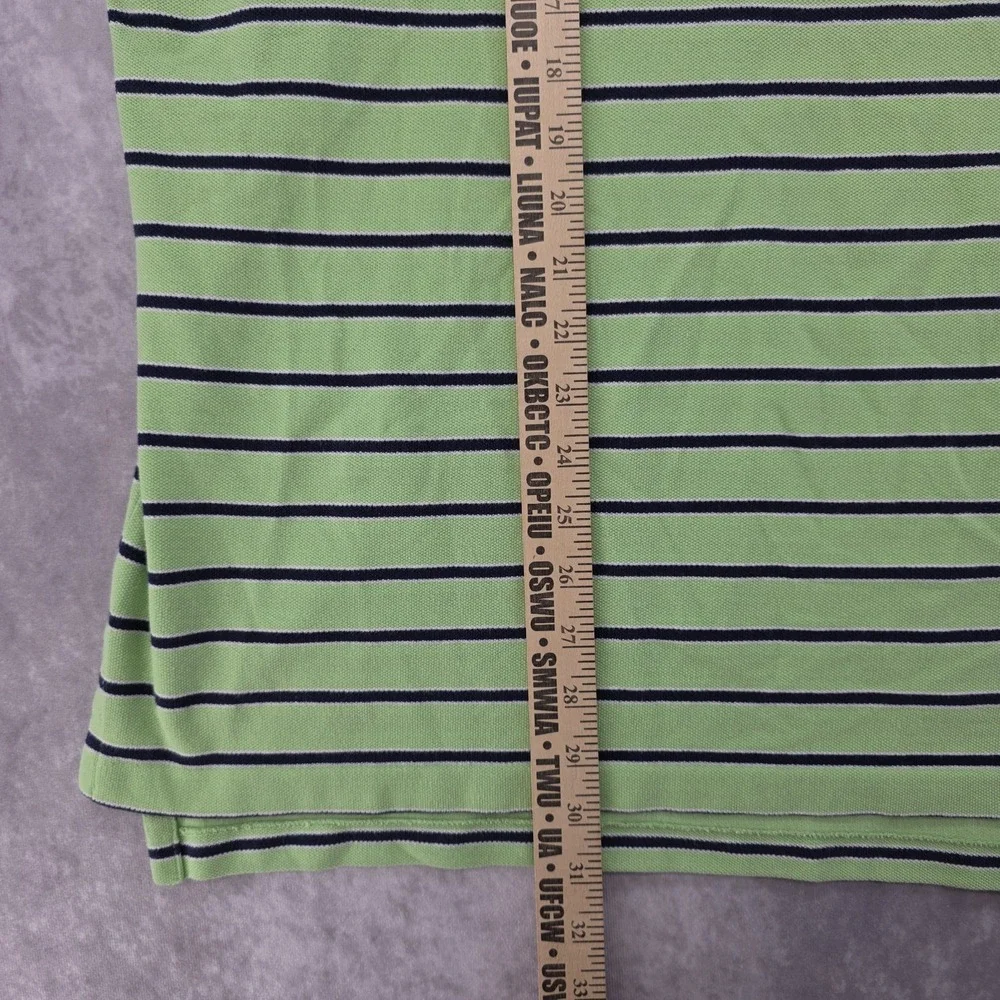 Vtg Polo Ralph Lauren Mens XXL Striped Pique Polo Shirt Green Short Sleeve Y2K